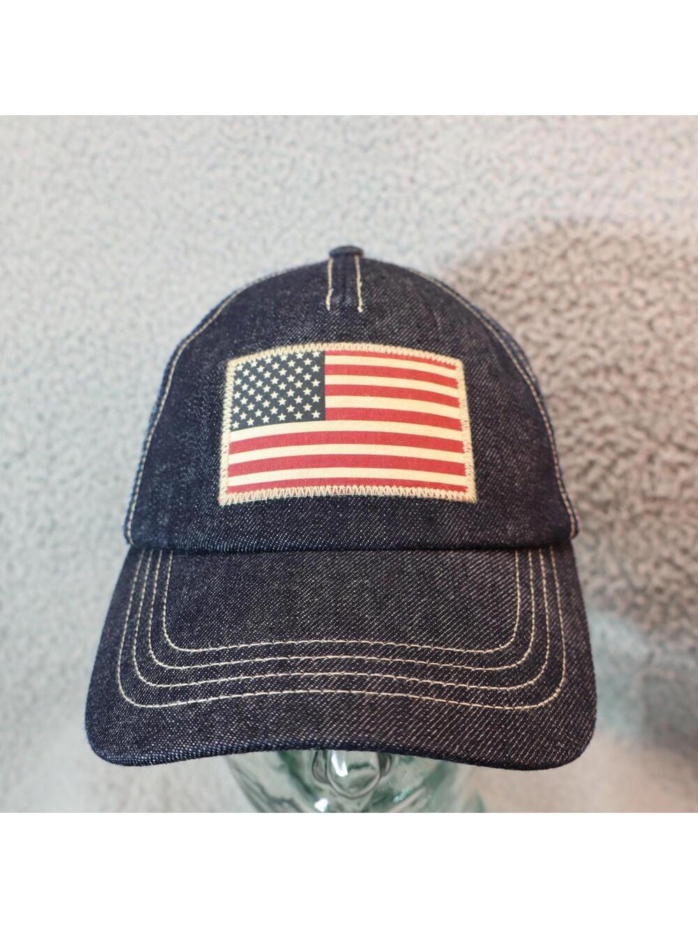 Polo Ralph Lauren Hat Adult Blue Flag Cap Leather Trucker